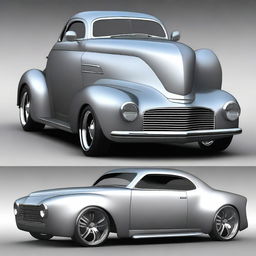 Create a custom supercar that is a fusion of a Chevrolet Camaro and a primer matte gray 1939 Chevrolet Coupe