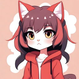 A cute cartoon-style cat girl with big, expressive eyes and soft, fluffy ears