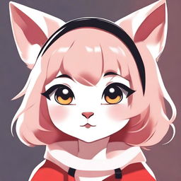 A cute cartoon-style cat girl with big, expressive eyes and soft, fluffy ears