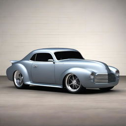 Create a custom fusion of a Chevrolet Camaro and a primer matte gray 1939 Chevrolet Coupe