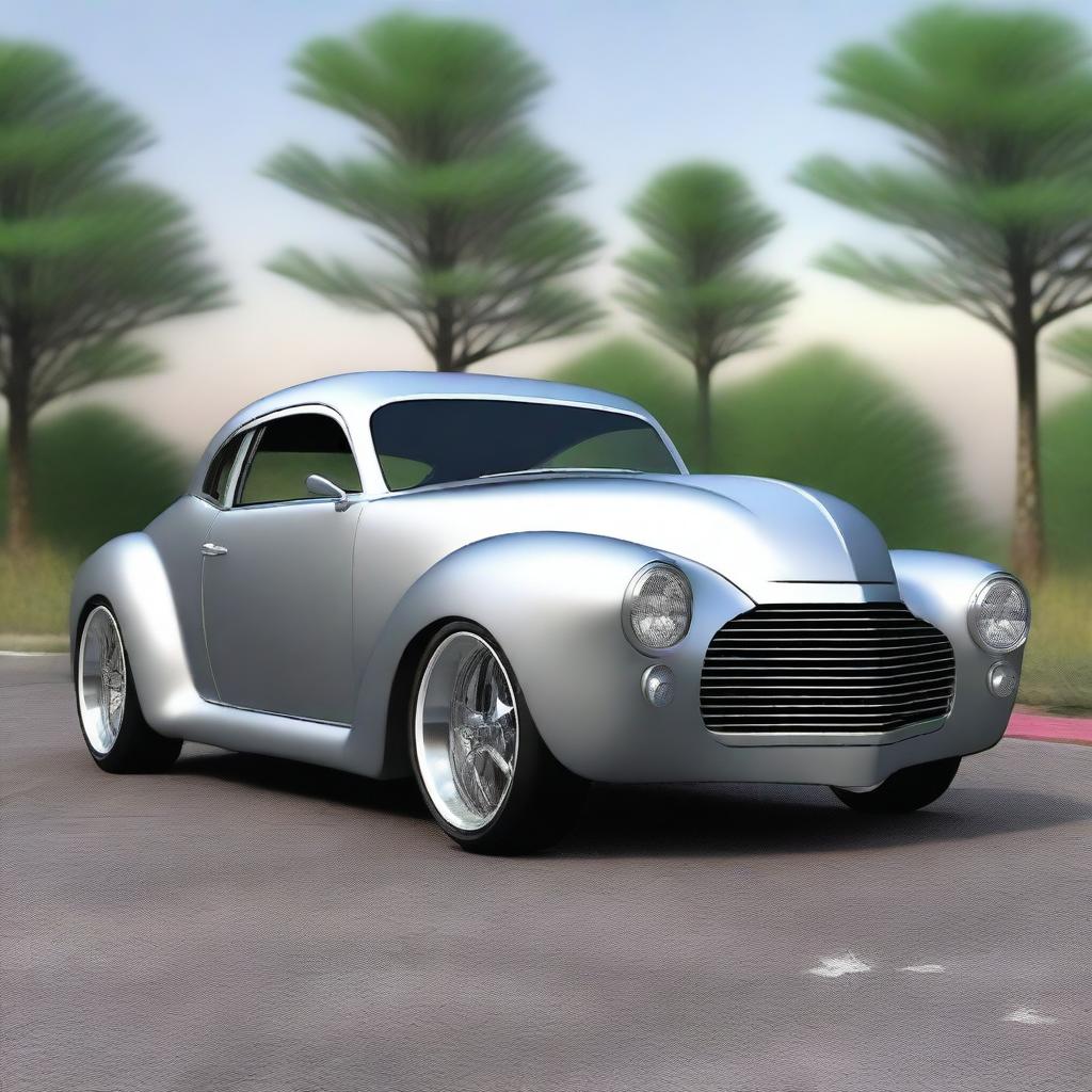 Create a custom fusion of a Chevrolet Camaro and a primer matte gray 1939 Chevrolet Coupe