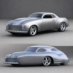 Create a custom fusion of a Chevrolet Camaro and a primer matte gray 1939 Chevrolet Coupe