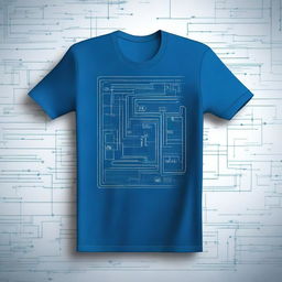 A blue technology-themed shirt