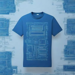 A blue technology-themed shirt