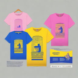 Create a t-shirt design for 'EEEFM Senador Dirceu Cardoso' using blue, pink, and yellow colors to represent the school's identity