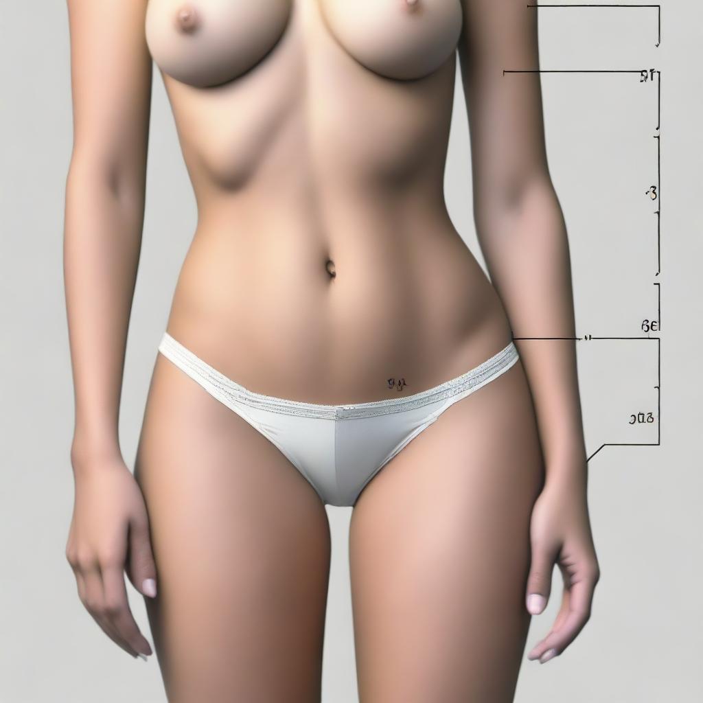 A detailed side view of a girl with specific measurements: 46-inch hips, 27-inch waist, 39-inch bust, and 29-inch hip