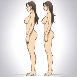 A tall girl with a height of 190 cm, viewed from the side