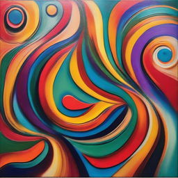 A mesmerizing abstract art piece featuring a blend of vibrant colors and dynamic shapes