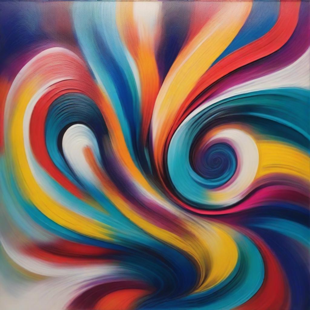 A mesmerizing abstract art piece featuring a blend of vibrant colors and dynamic shapes