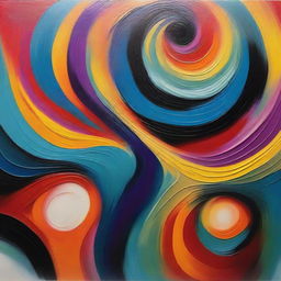 A mesmerizing abstract art piece featuring a blend of vibrant colors and dynamic shapes