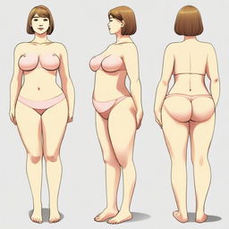 A detailed illustration of a girl with the following specifications: 46-inch hips, 27-inch waist, 39-inch bust, 29-inch waist, weighing 69 kg, and 170 cm tall