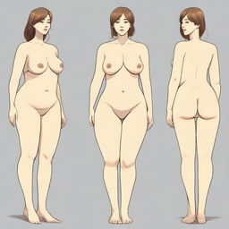 A detailed illustration of a girl with the following specifications: 46-inch hips, 27-inch waist, 39-inch bust, 29-inch waist, weighing 69 kg, and 170 cm tall