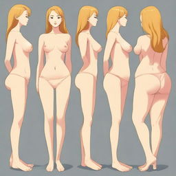 A detailed illustration of a girl with the following specifications: 46-inch hips, 27-inch waist, 39-inch bust, 29-inch waist, weighing 69 kg, and 170 cm tall