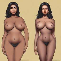 A girl with 46-inch hips, 27-inch waist, 39-inch bust, and 29-inch weight