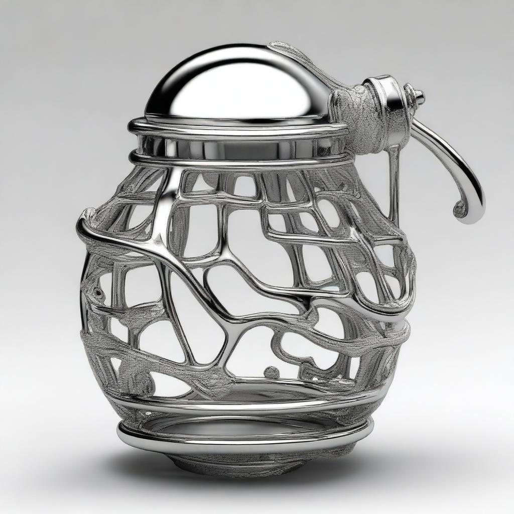 A detailed illustration of a male chastity cage designed for the penis