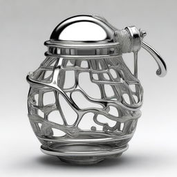 A detailed illustration of a male chastity cage designed for the penis