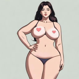 A girl with 46-inch hips, 27-inch waist, 39-inch bust, and 29-inch thighs