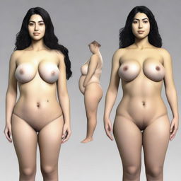 A girl with 46-inch hips, 27-inch waist, 39-inch bust, and 29-inch thighs, weighing 69 kg, standing at 170 cm tall