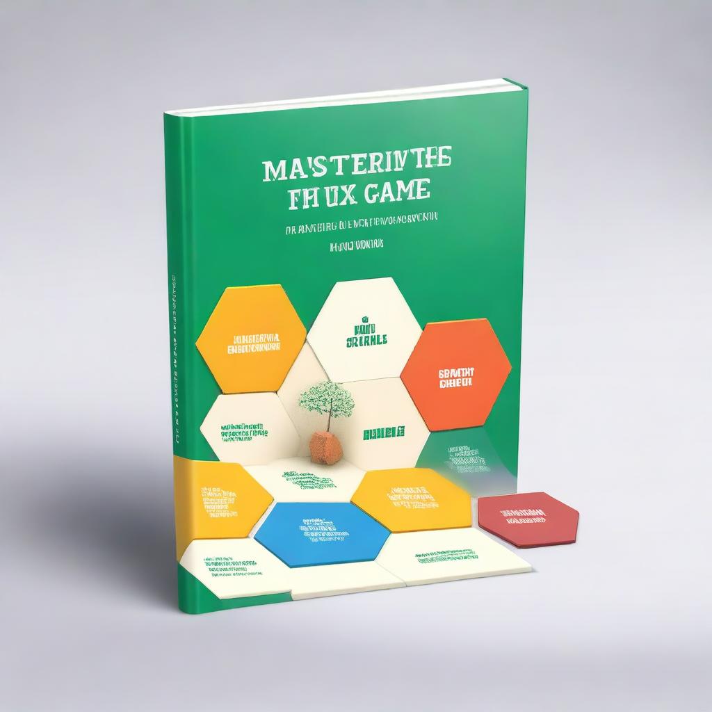 Create a book cover titled 'Mastering the Hexagonal Board Game: A Strategic Guide to Personal and Professional Growth