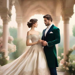 An elegant book cover featuring a soft, misty background that evokes a sense of romance and royalty