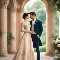 An elegant book cover featuring a soft, misty background that evokes a sense of romance and royalty