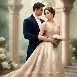 An elegant book cover featuring a soft, misty background that evokes a sense of romance and royalty