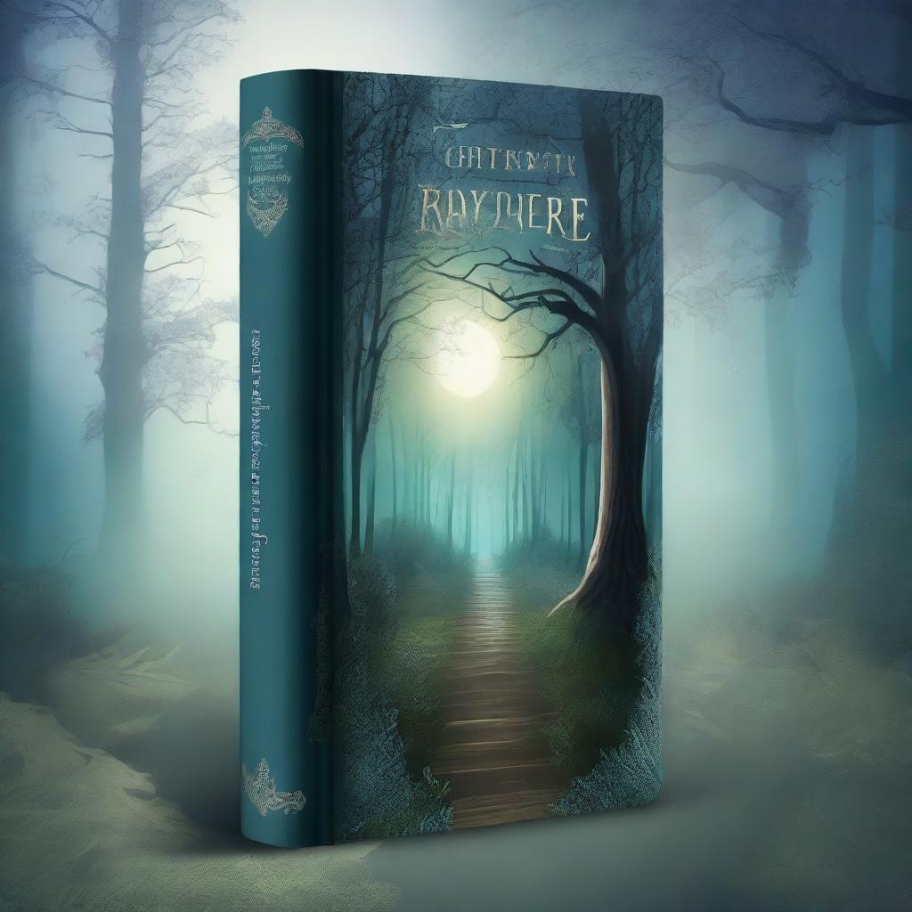 Create a captivating novel cover featuring a mysterious forest with a hidden path, bathed in moonlight