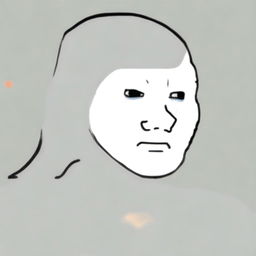 A detailed Wojak meme featuring the classic Wojak character with a sad expression, standing in a minimalistic background