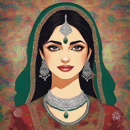 Create an image of a beautiful Pakistani girl with traditional attire