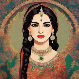 Create an image of a beautiful Pakistani girl with traditional attire