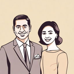 A detailed illustration of a man and a woman standing together