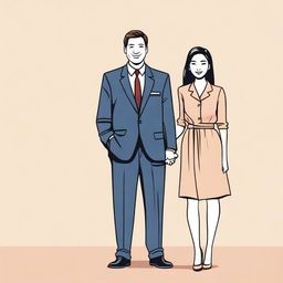 A detailed illustration of a man and a woman standing together