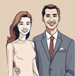 A detailed illustration of a man and a woman standing together