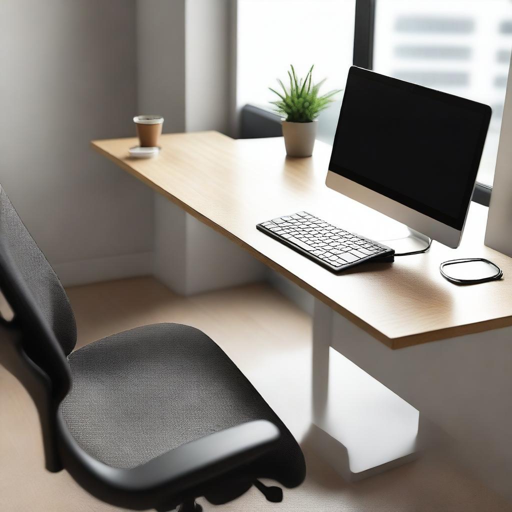 A detailed macro photograph showcasing the ergonomic design of a modern workspace setup