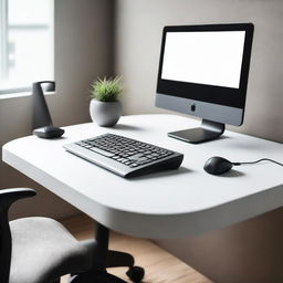 A detailed macro photograph showcasing the ergonomic design of a modern workspace setup