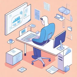 A detailed illustration showcasing the concept of ergonomic macro in the digital era