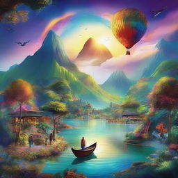 A beautiful scene depicting 'Pesan Cahaya di Antara Benua,' featuring a magical light message traveling across continents, connecting distant lands with a sense of wonder and unity