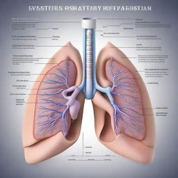 A detailed illustration of the human respiratory system, showing the lungs, trachea, bronchi, and diaphragm