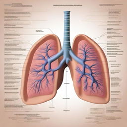 A detailed illustration of the human respiratory system, showing the lungs, trachea, bronchi, and diaphragm