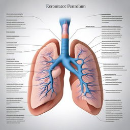 A detailed illustration of the human respiratory system, showing the lungs, trachea, bronchi, and diaphragm