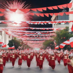 A vibrant and colorful celebration of Indonesian Independence Day