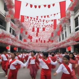 A vibrant and colorful celebration of Indonesian Independence Day