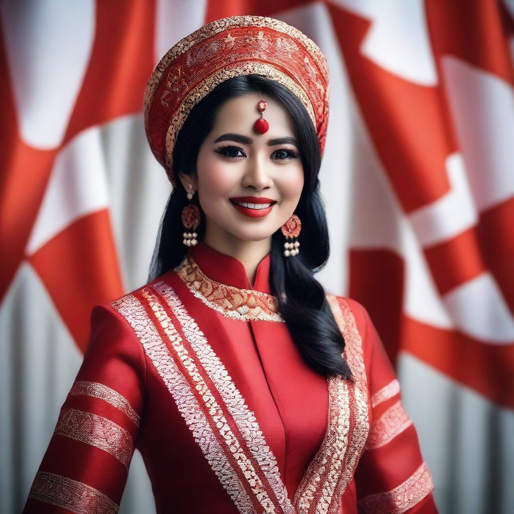 A beautiful Indonesian woman celebrating Indonesian Independence Day