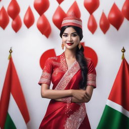 A beautiful Indonesian woman celebrating Indonesian Independence Day