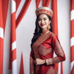 A beautiful Indonesian woman celebrating Indonesian Independence Day