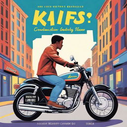 A book cover featuring a guy on a motorcycle delivering food