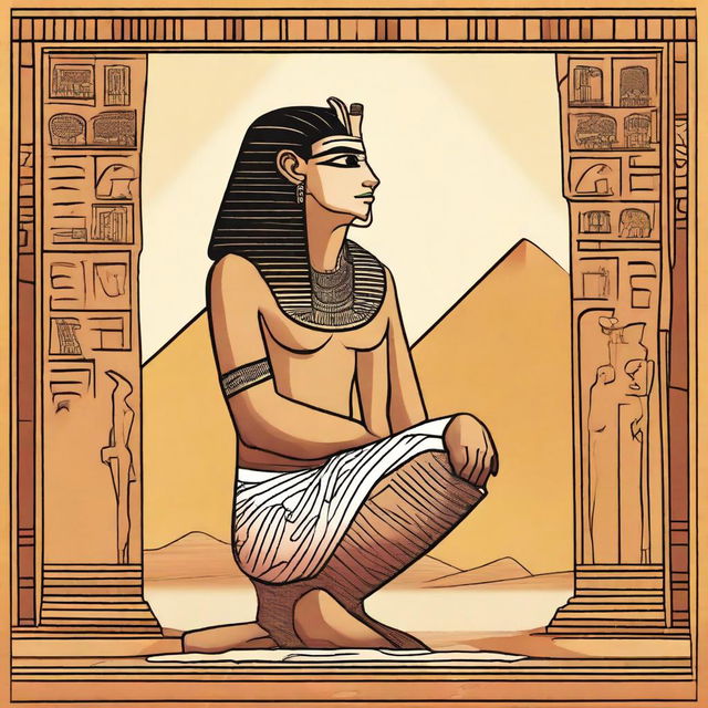 An Egyptian-themed image depicting heartbreak