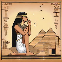 An Egyptian-themed image depicting heartbreak