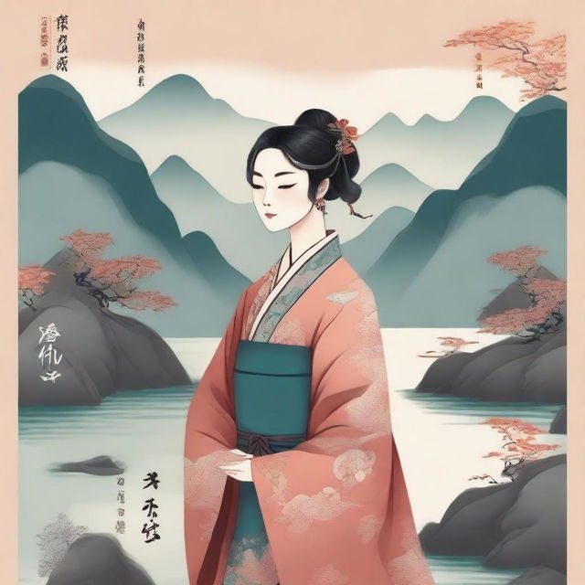 A hand-drawn cover for an ancient Chinese-style novel featuring a female protagonist