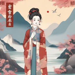 A hand-drawn cover for an ancient Chinese-style novel featuring a female protagonist